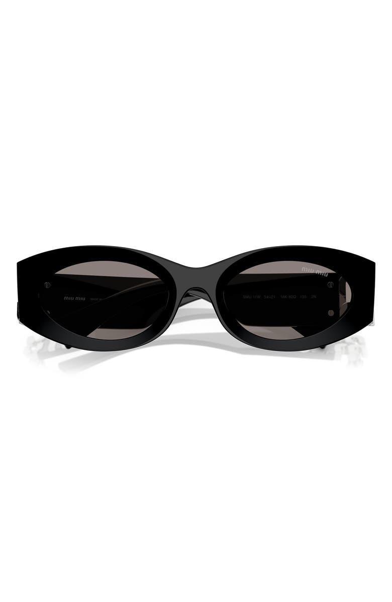 Miu Miu 54mm Rectangular Sunglasses, Alternate, color, Black / Dark Grey