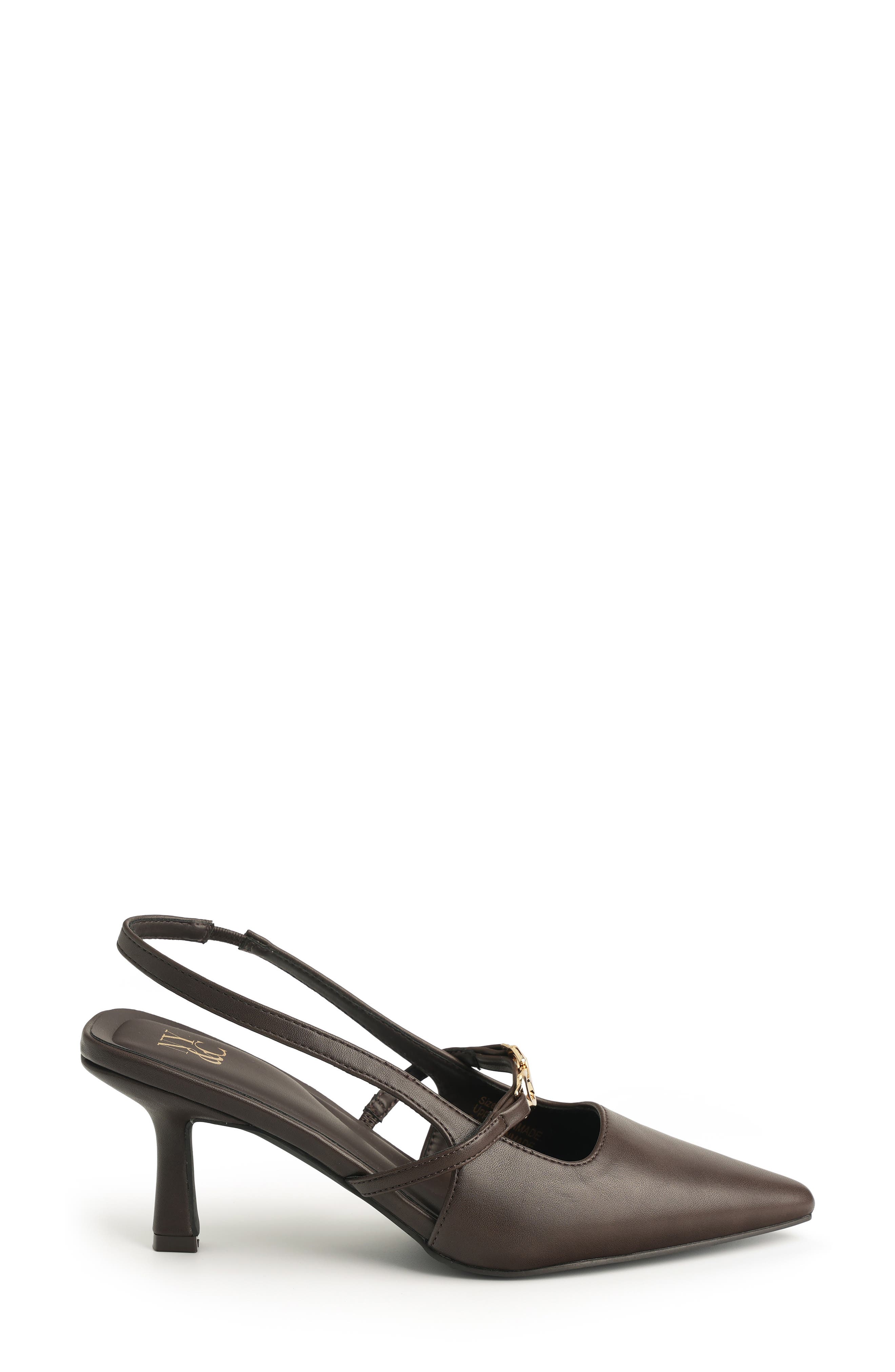 NEW YORK AND COMPANY Cindy Pointed Toe Slingback Pump, Alternate, color, Chocolate
