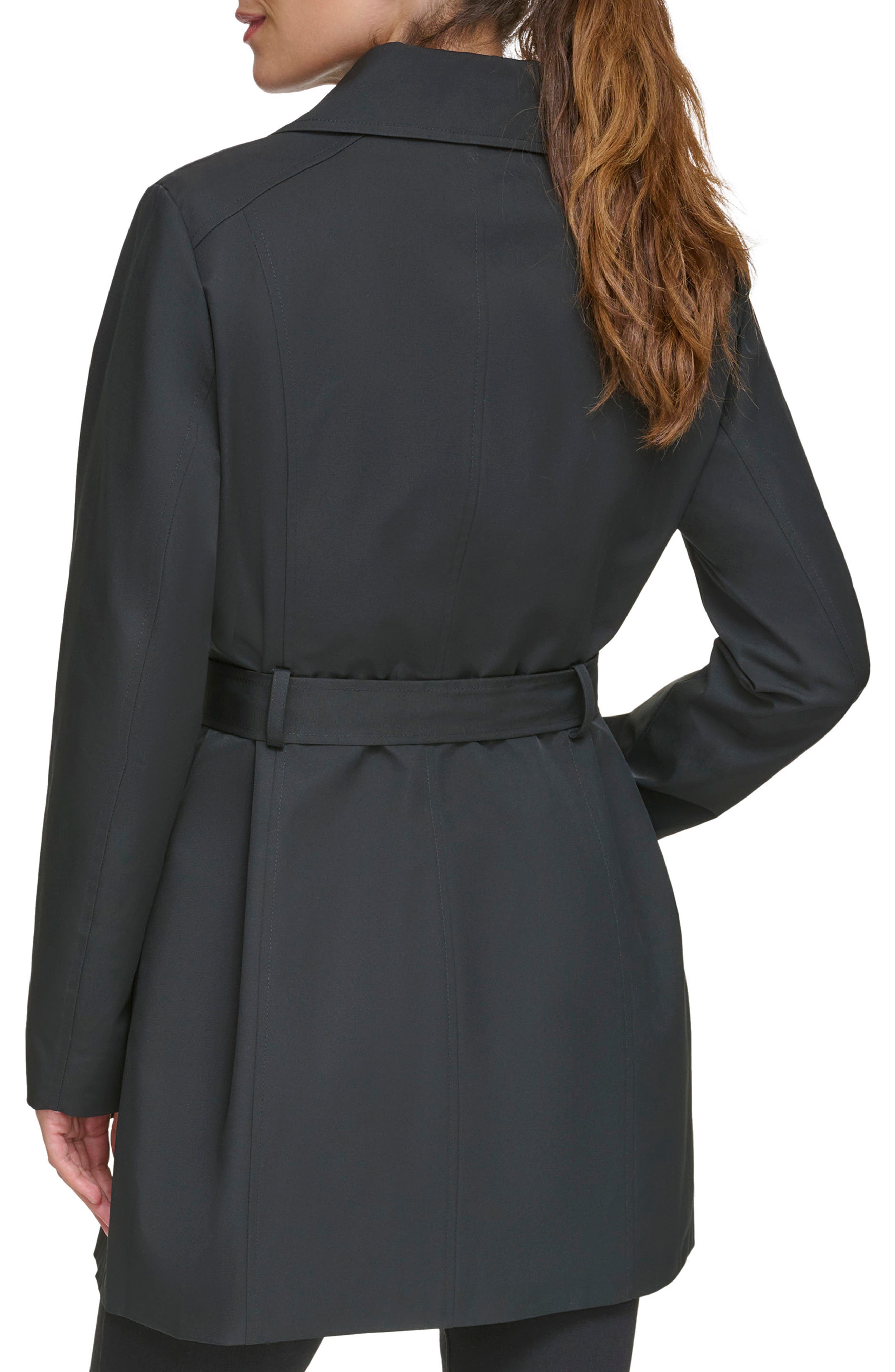 Kenneth Cole Women's Asymmetric Belted Maxi Coat Black Size 8