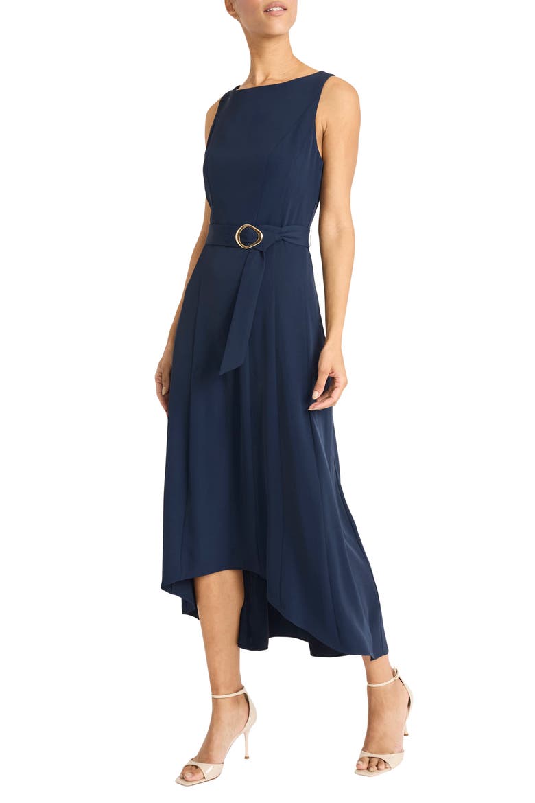 Belted High-Low Dress, Alternate, color, NAVY BLAZER