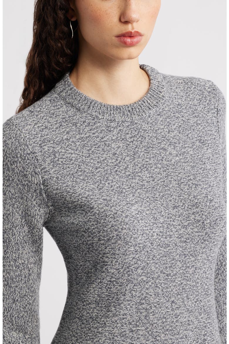 Marled Long Sleeve Wool & Cashmere Fit & Flare Minidress, Alternate, color, GREY MARL