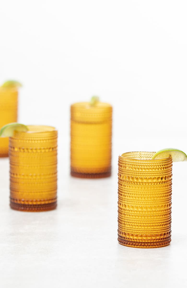 Fortessa Jupiter Set of 6 Iced Beverage Glasses, Alternate, color, Amber