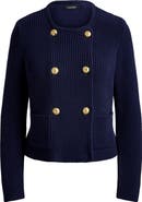 Lauren Ralph Lauren Double Breasted Combed Cotton Cardigan