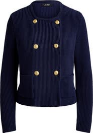 Lauren Ralph Lauren Double Breasted Combed Cotton Cardigan