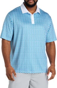 Reebok Big & Tall Contrast-Placket Diamond Printed Polo Shirt