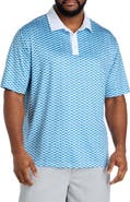 Reebok Big & Tall Contrast-Placket Diamond Printed Polo Shirt