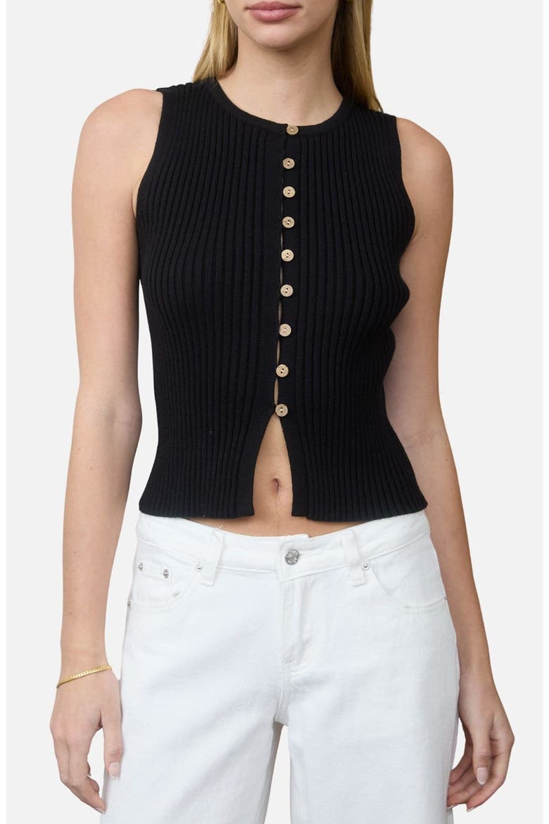Rib Sleeveless Sweater, Main, color, BLACK
