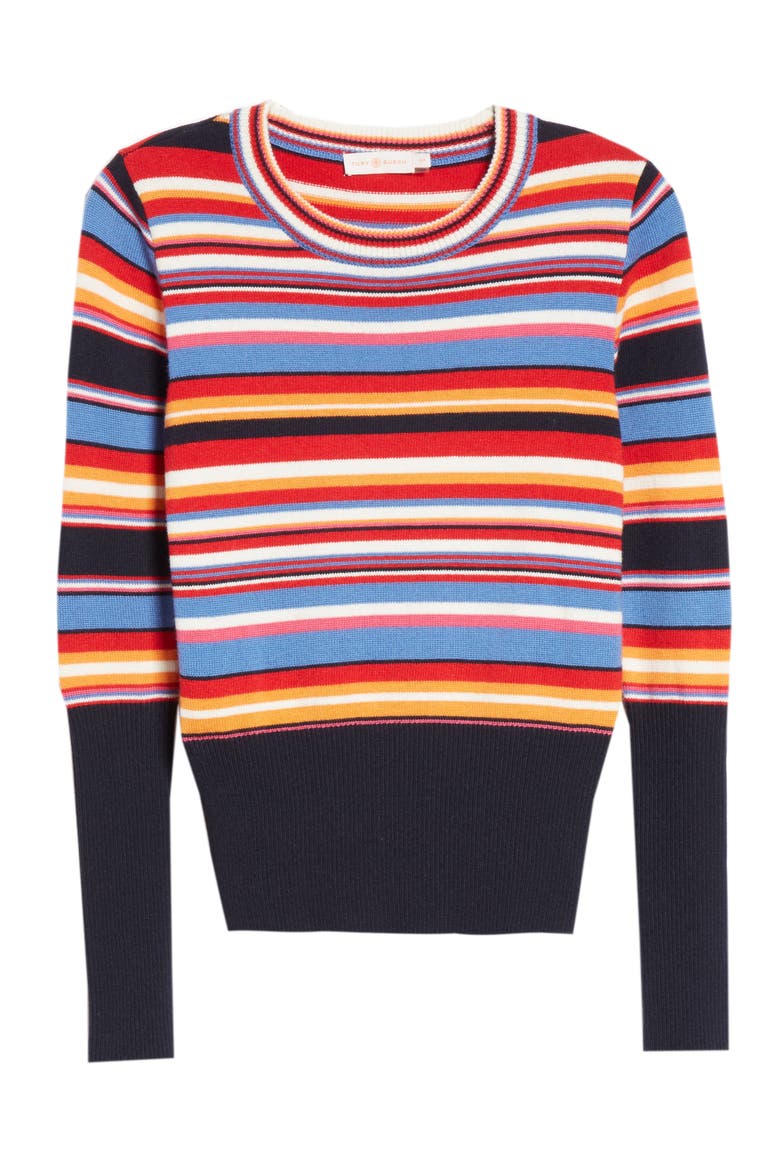 Kit Stripe Scoop Neck Sweater, Alternate, color, TORY NAY