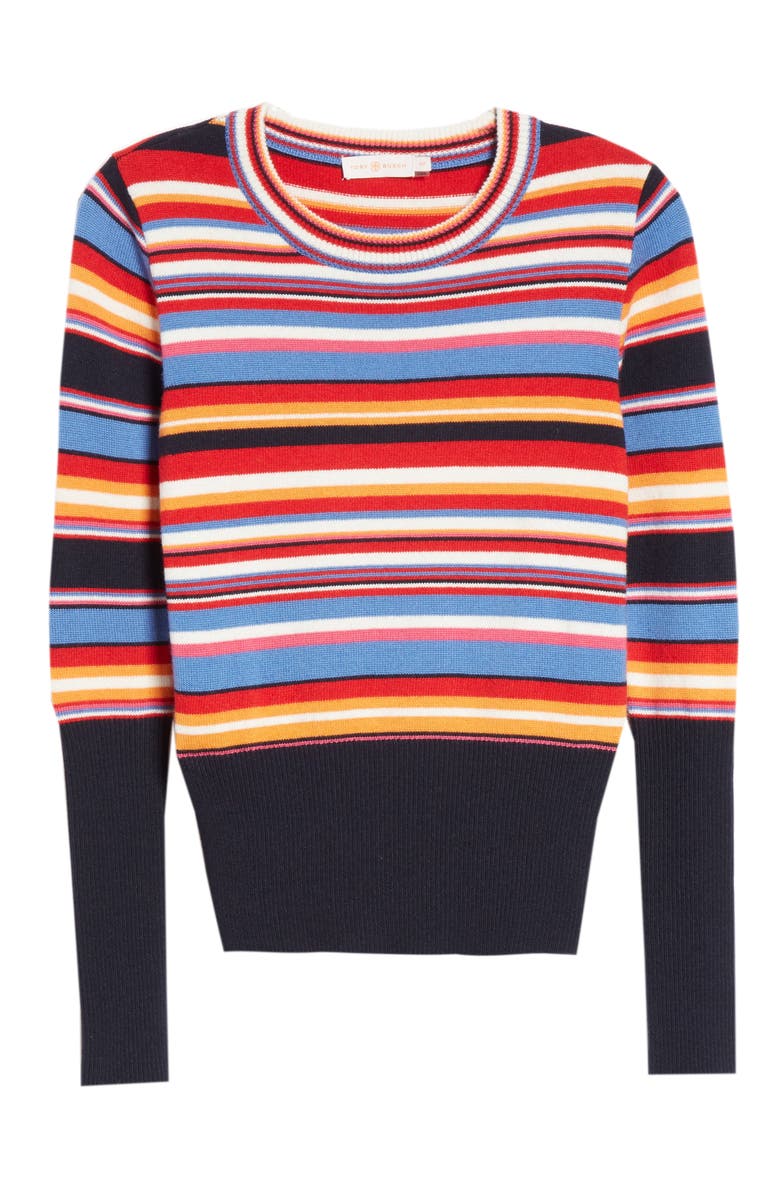 Tory Burch Kit Stripe Scoop Neck Sweater, Alternate, color, 