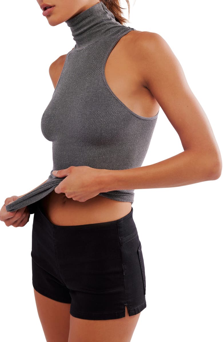 Free People Always Ready Turtleneck Shell, Alternate, color, Black