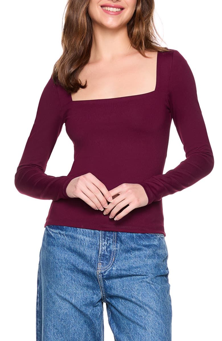 Susana Monaco Square Neck Top, Alternate, color, Port