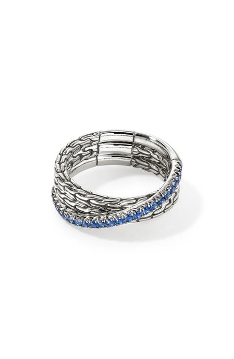 JH Essential Pavé Crossover Ring, Sterling Silver, Gemstones
