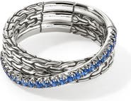 John Hardy JH Essential Pavé Crossover Ring, Sterling Silver, Gemstones