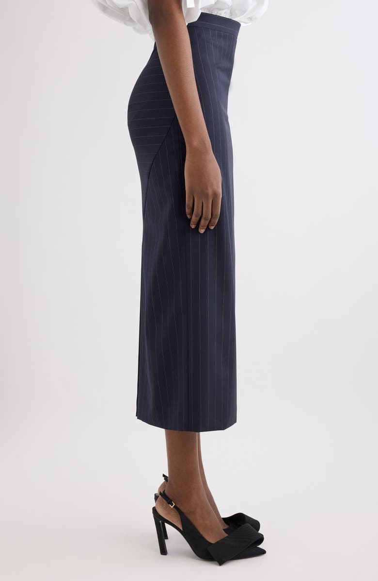 Givenchy Pinstripe Wool Pencil Midi Skirt, Alternate, color, Dark Navy