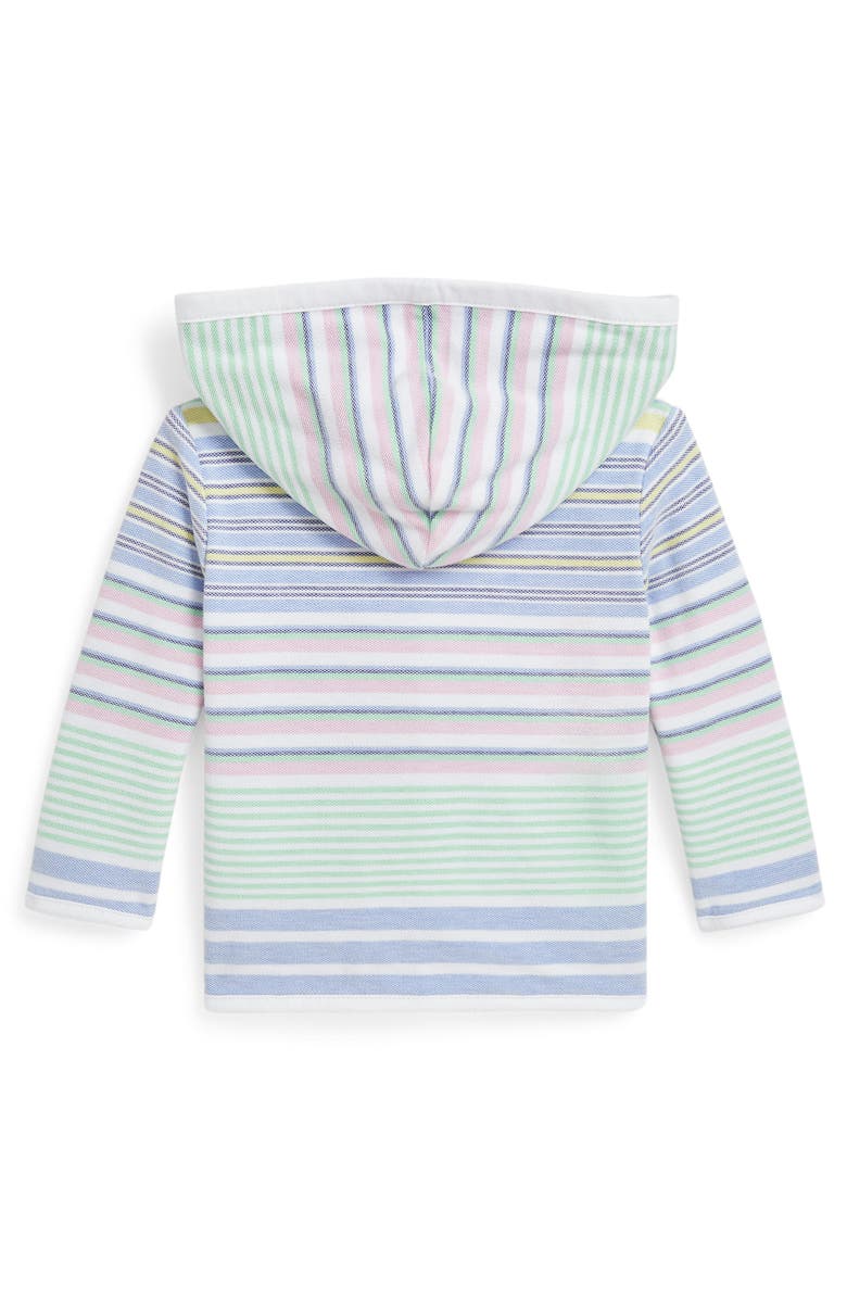 Ralph Lauren Stripe Oxford Cotton Snap-Up Hooded Jacket, Alternate, color,