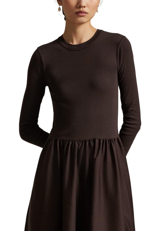 Polo Ralph Lauren Long Sleeve A-line Dress In Brown
