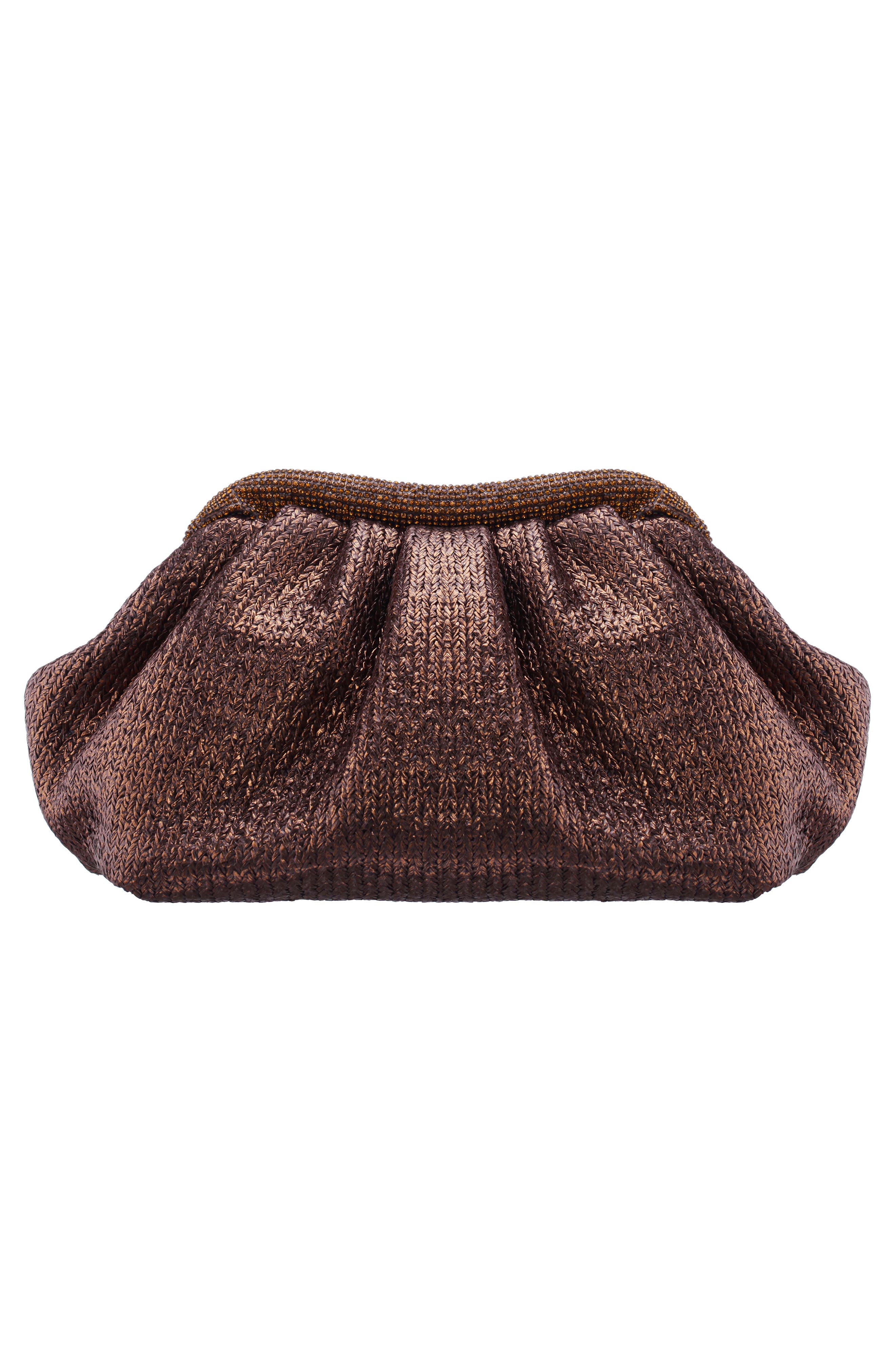 Nina Zayla Frame Clutch, Alternate, color, Bronze