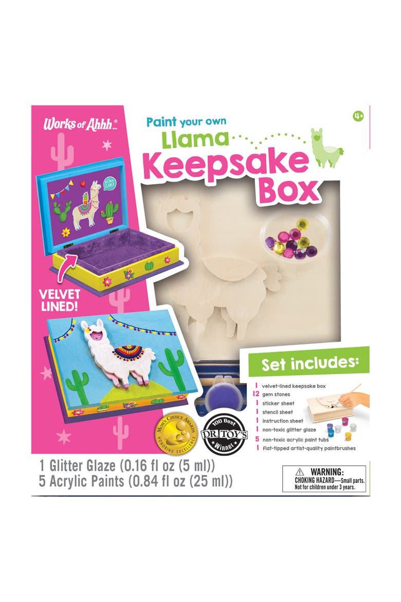 Llama Keepsake Box Wood Craft Kit, Main, color, Multicolor