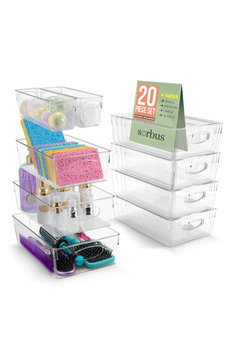 Set of 20 Clear Storage Bins