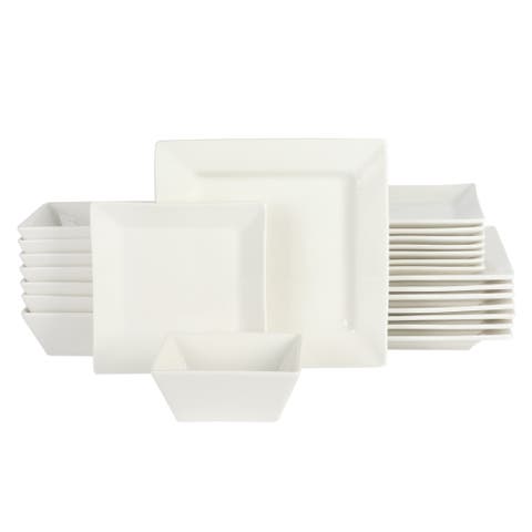 Zen Buffet Hard Square Porcelain Dinnerware Set