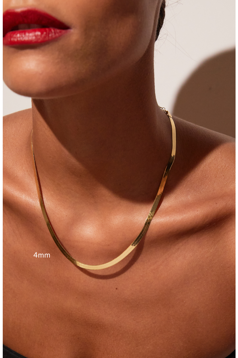 Herringbone Chain Necklace, Alternate, color, Yellow Gold Vermeil