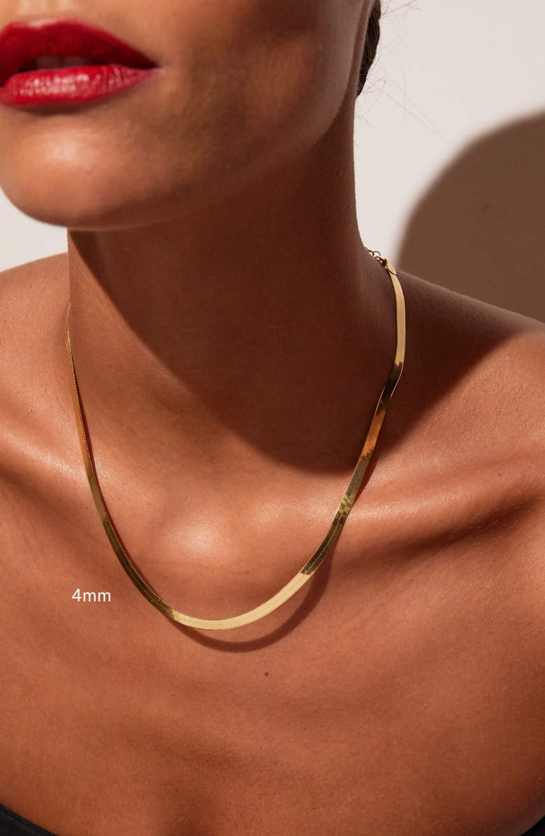 Aurate New York Herringbone Chain Necklace, Alternate, color, Yellow