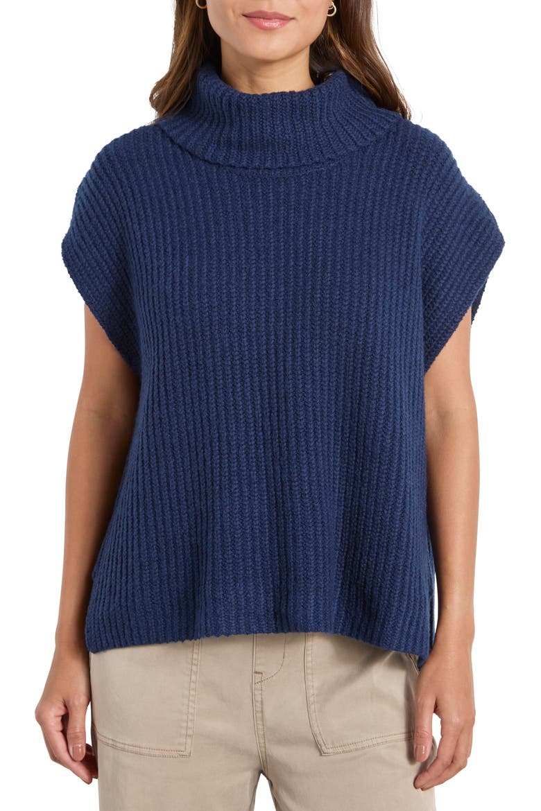 Rosalie Turtleneck Short Sleeve Sweater, Main, color, NAVY