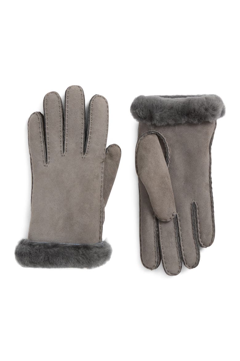 Classic Genuine Shearling Suede Gloves, Main, color, CHARCOAL