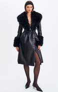 Miss Circle Zariah Faux Fur Trimmed Longline Coat