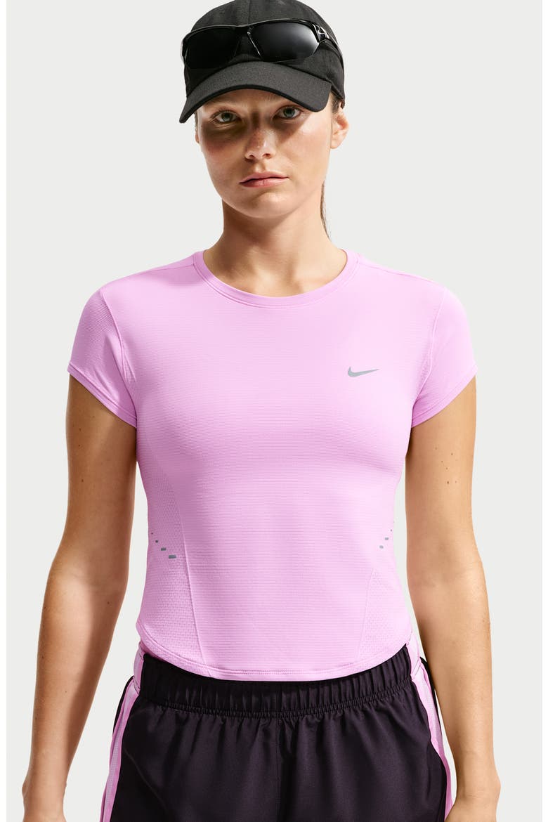 Swift Dri-FIT Seamless Performance T-Shirt, Alternate, color, PINK RISE/ COOL GREY