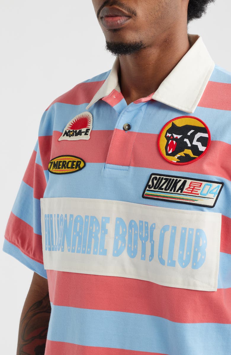 Billionaire Boys Club Trails Stripe Cotton Polo, Alternate, color, Blue Bell