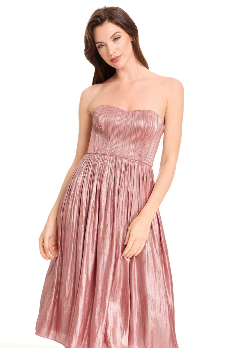 Dress the Population Tovah Strapless Fit & Flare Dress, Alternate, color, Rose