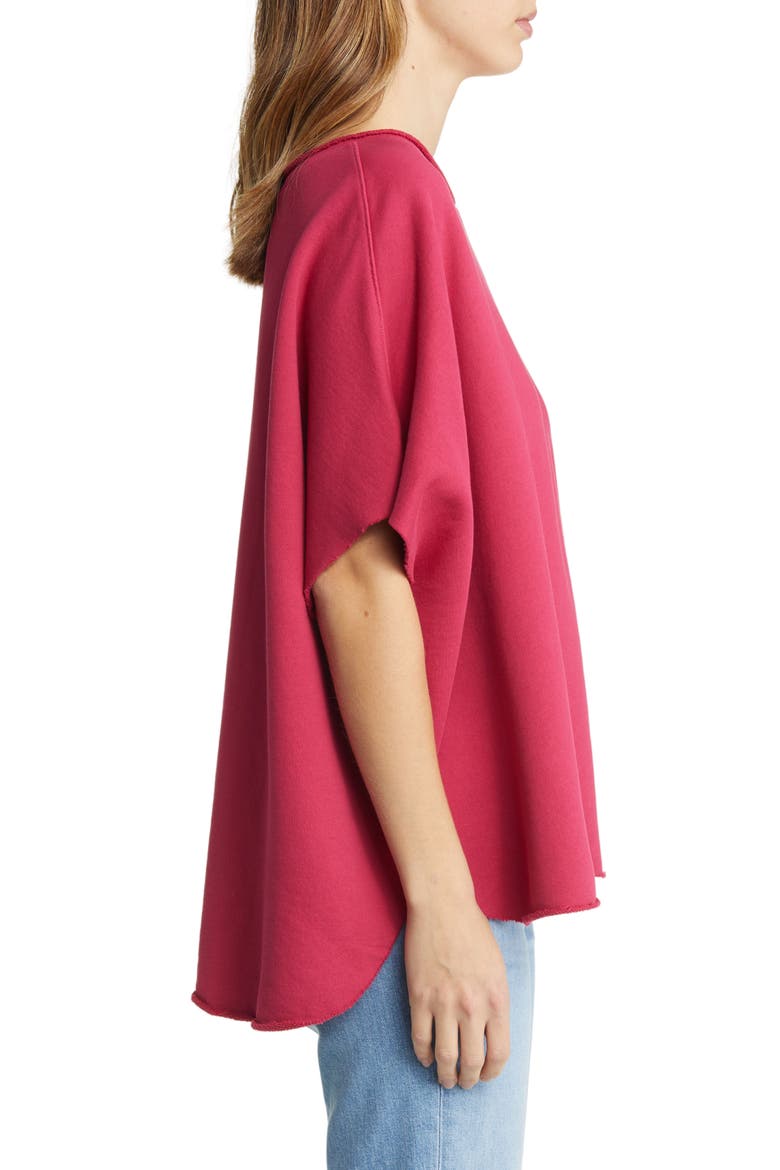 Cotton French Terry Capelet, Alternate, color, ROUGE