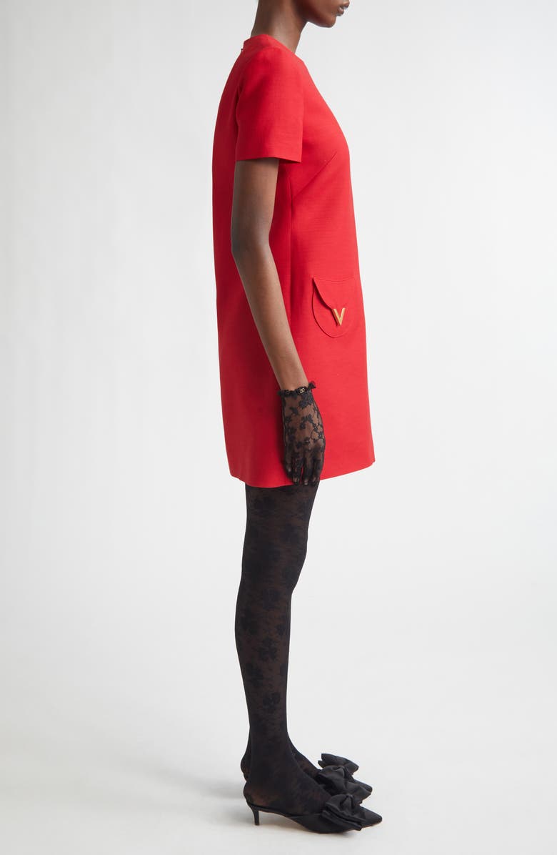 Valentino V-Detail Solid Crepe Couture Minidress, Alternate, color, Pink