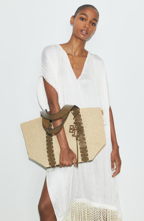 Tory Burch Straw Tote In Green