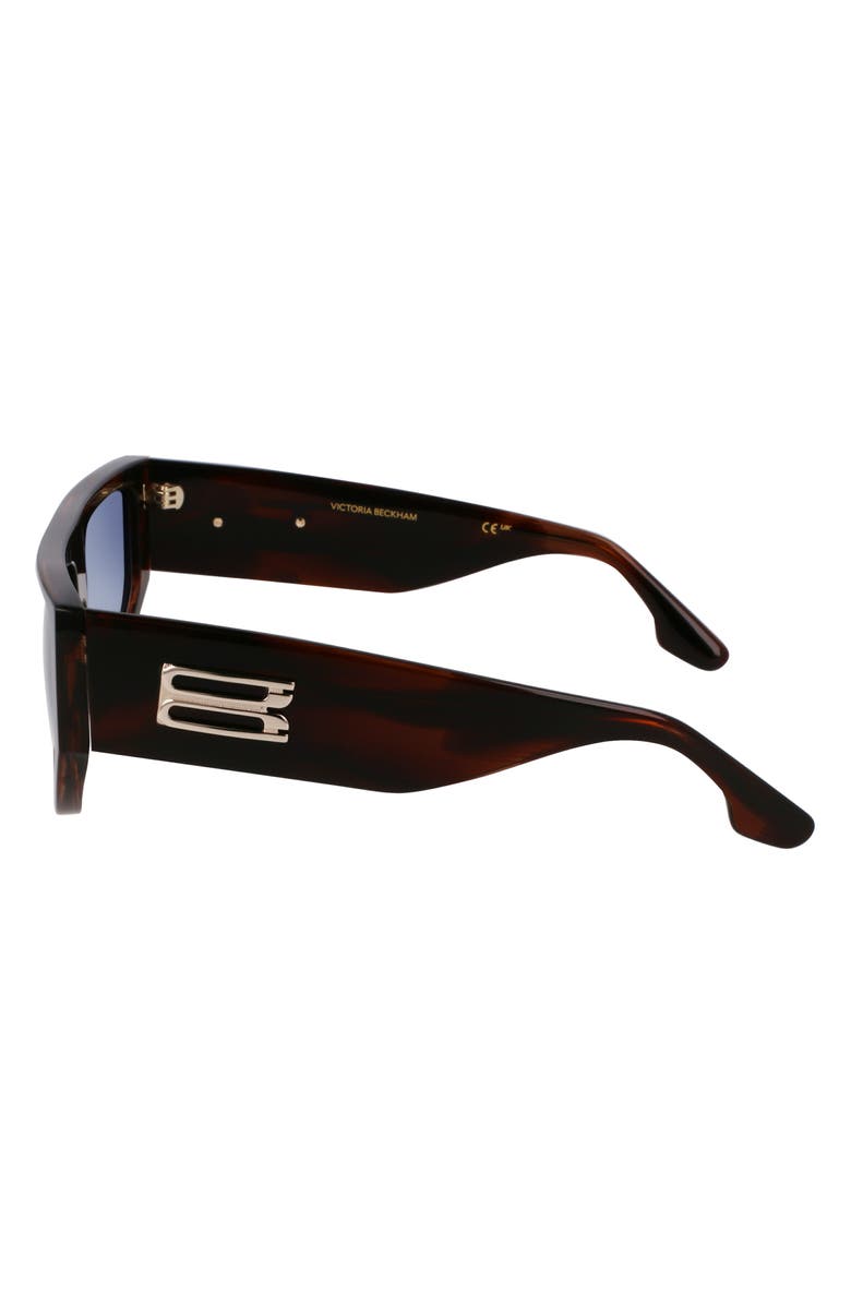 Victoria Beckham B-Buckle 55mm Modified Rectangular Sunglasses, Alternate, color, Brown Horn