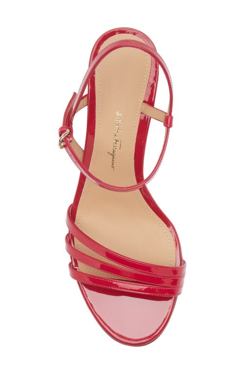 Ferragamo Patent Strappy Sandal In Red
