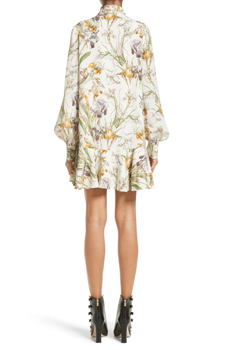 McQueen Alexander McQueen Iris Print Silk Crêpe de Chine Dress, Alternate, color,