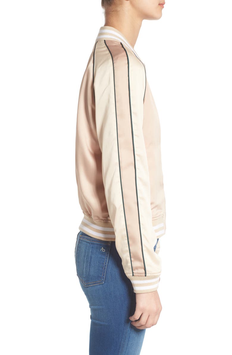 Steve Madden Satin Bomber Jacket, Alternate, color, 