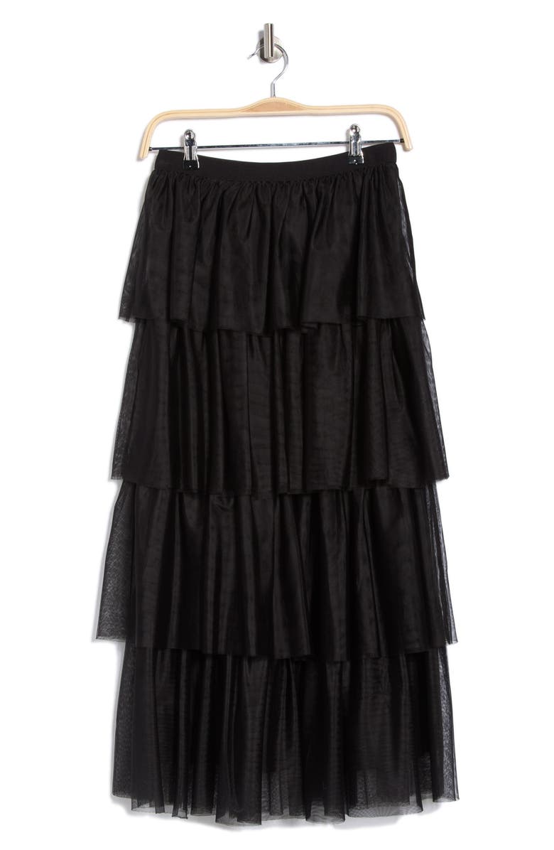 DR2 by Daniel Rainn Tiered Tulle Skirt, Alternate, color, Black