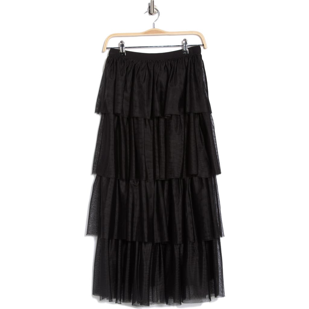 Dr2 By Daniel Rainn Tiered Tulle Skirt In Black