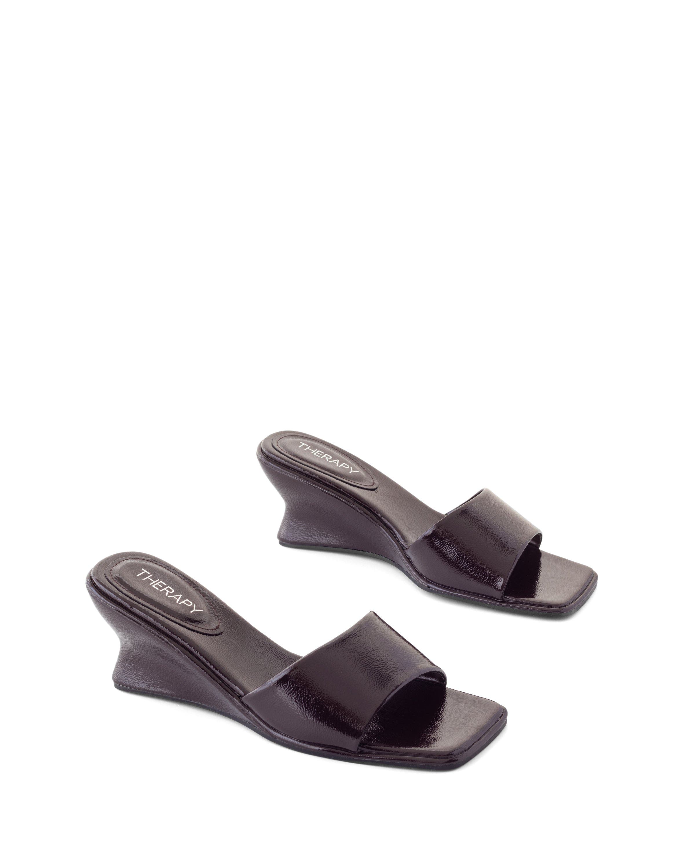 Lafayette Square-Toe Wedge Slide Sandal, Main, color, Port Crinkled Patent Pu