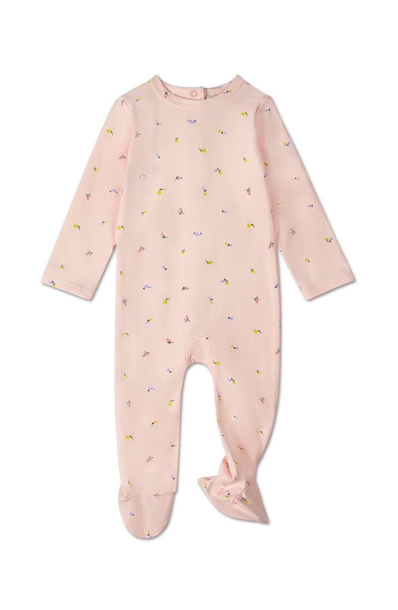 MiniMoi Cotton Blossoming Floral Footie, Main, color, Blush