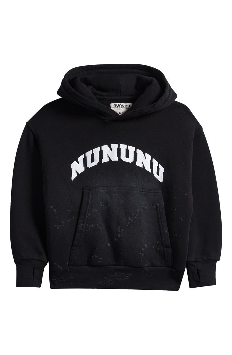 Nununu Kids' Splashy Nununu Cotton Hoodie, Main, color, Black