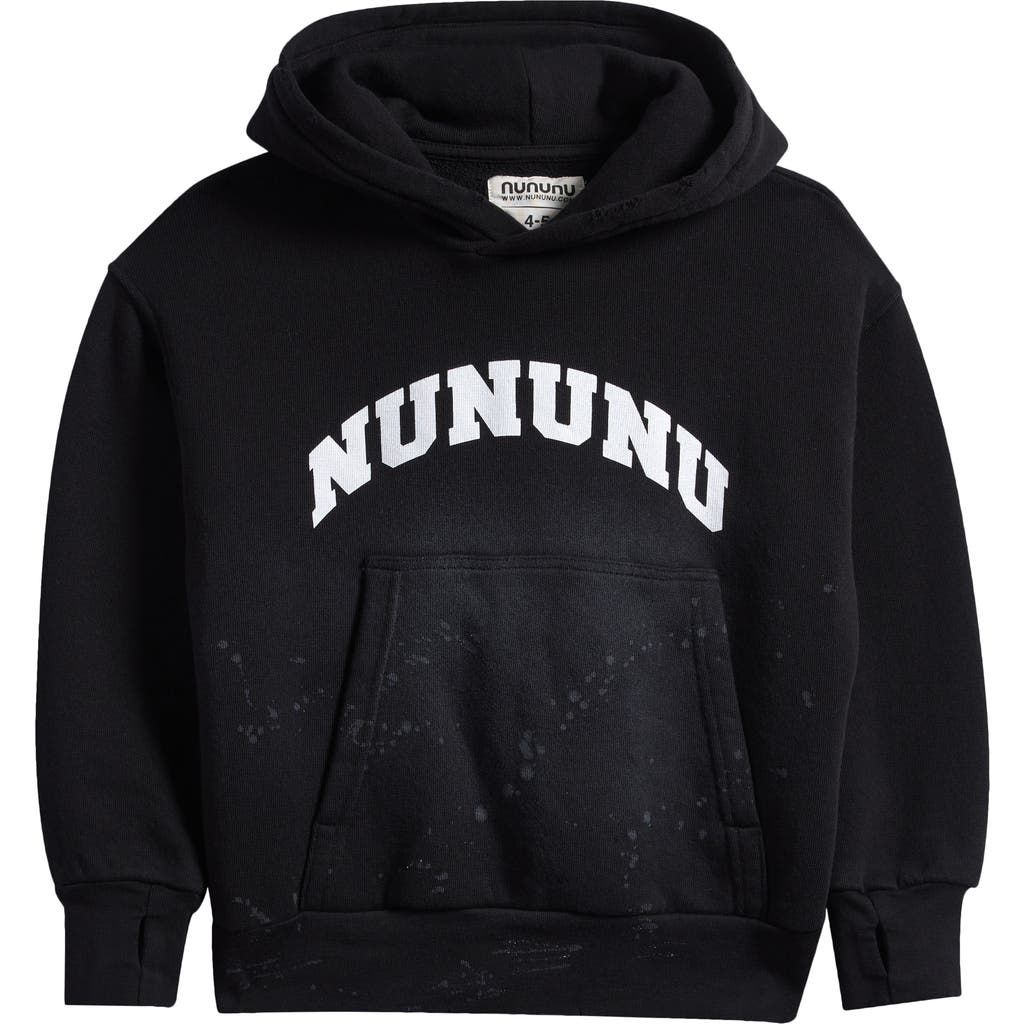 Nununu Kids' Splashy Cotton Hoodie In Black