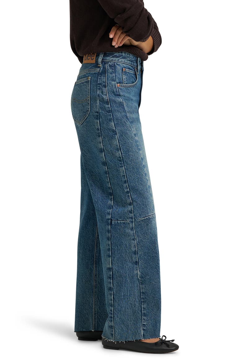 Rider Low Slung High Rise Raw Hem Barrel Leg Jeans, Alternate, color, GOING FORWARD