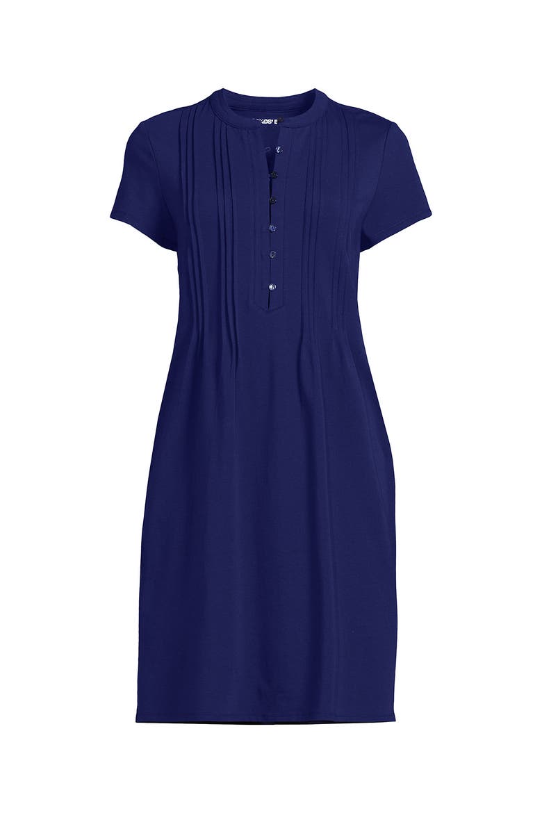 Cotton Modal Pintuck Short Sleeve Dress, Alternate, color, Midnight Sky