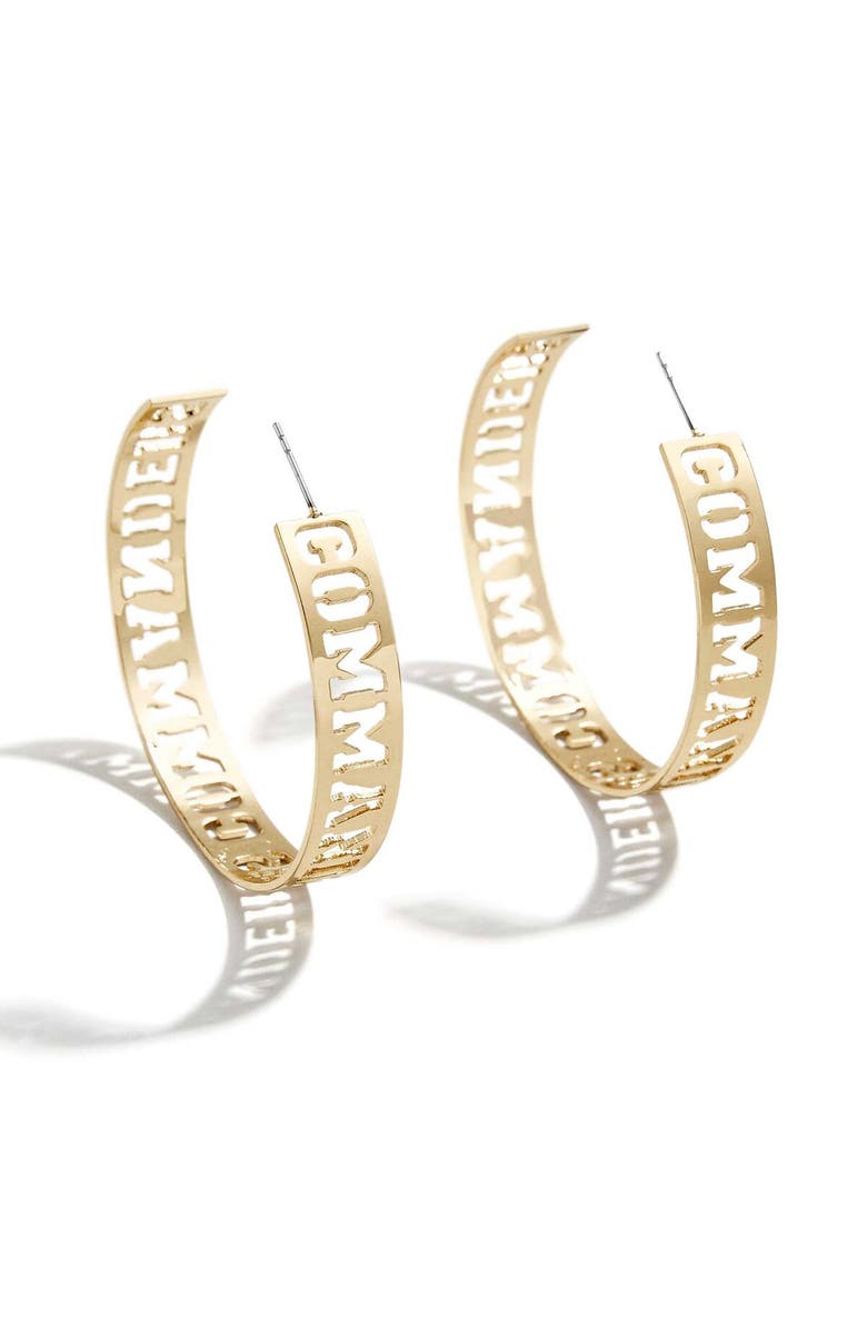 WEAR by Erin Andrews x Baublebar Gold Washington Commanders Large Cutout Hoop Earrings, Main, color, 