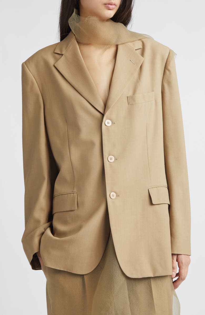 Magliano Piccolo Paradiso Organza & Wool Jacket, Alternate, color, Beige