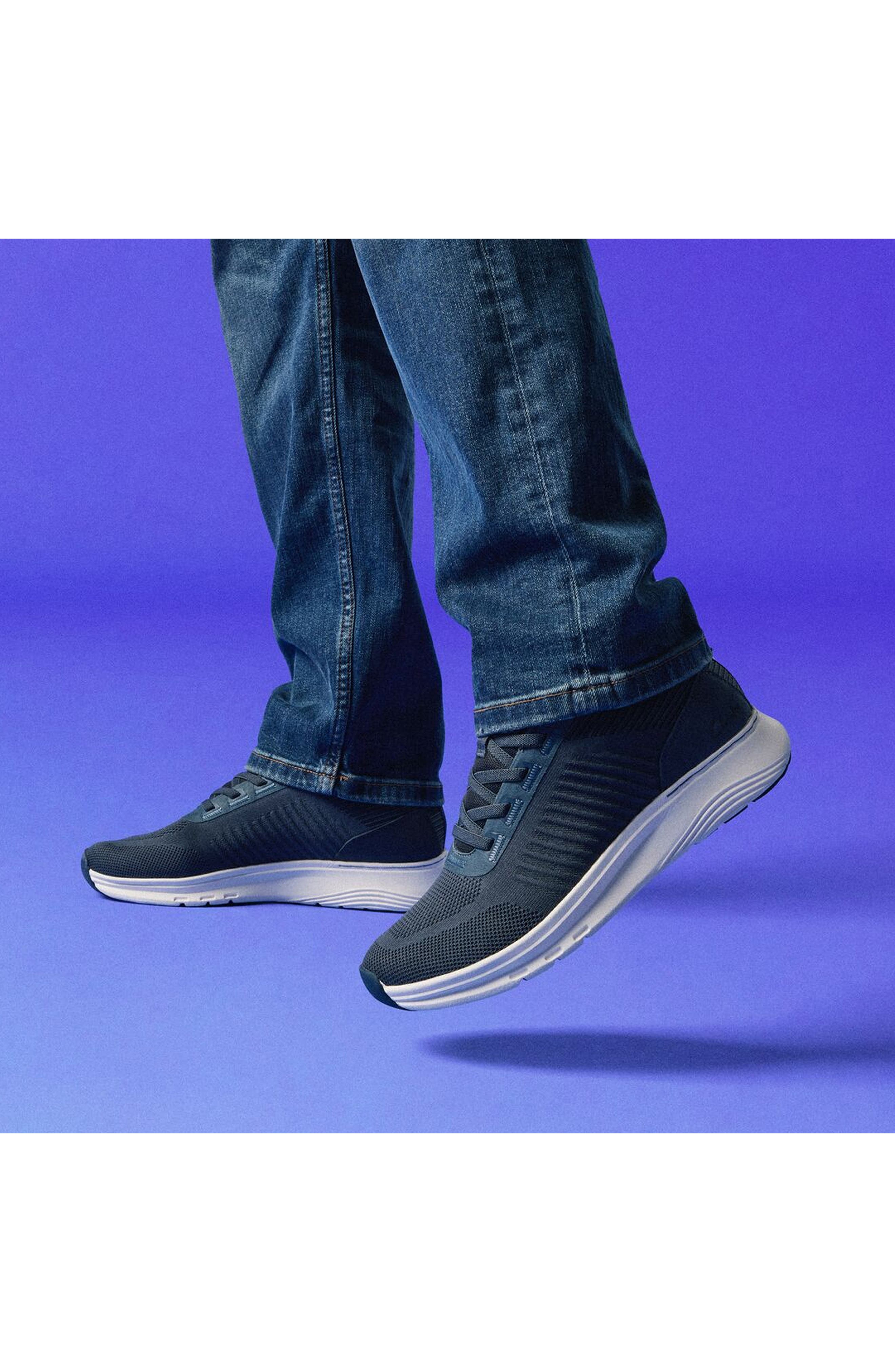 Motion Trek Sneaker, Alternate, color, NAVY KNIT